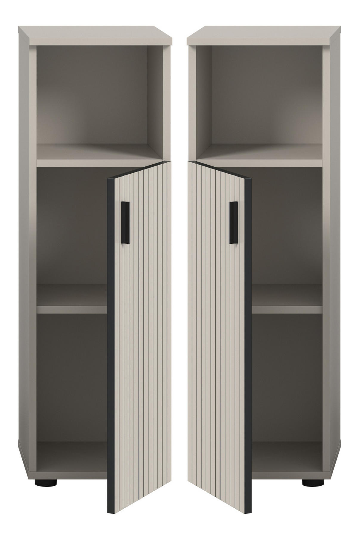 KOMMODE kaschmir 30 x 95 cm, Badschrank Türanschlag wechselbar - Kaschmir/Schwarz, Holzwerkstoff/Kunststoff (30/95/30cm) - Inn.Furn