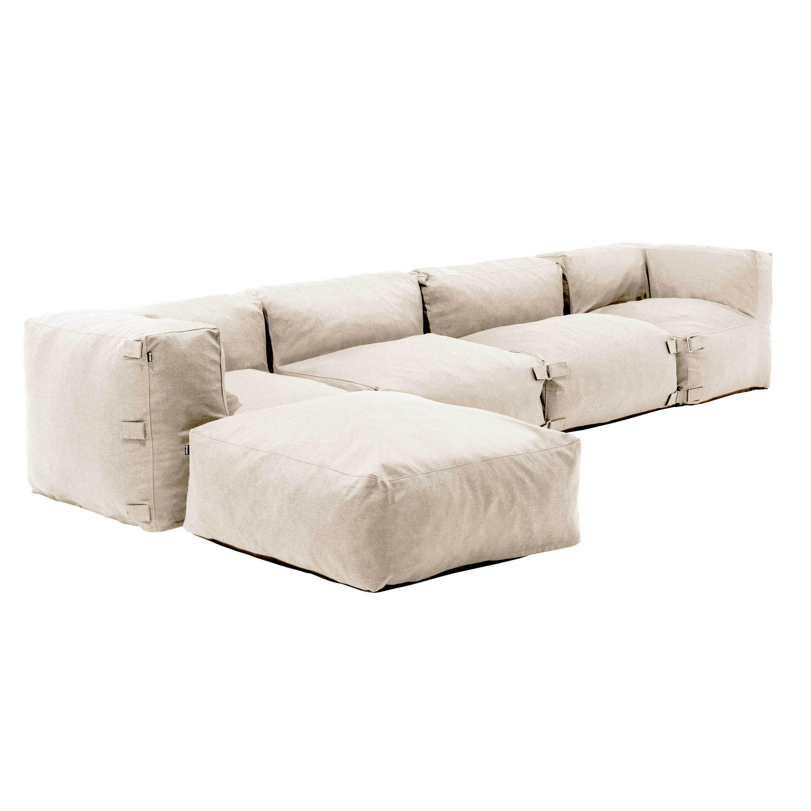 GARTENSOFA mit 5 Sitzplätzen, Sandfarbe - Beige, Textil (85/65/340cm) - Oviala