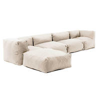 GARTENSOFA mit 5 Sitzplätzen, Sandfarbe - Beige, Textil (85/65/340cm) - Oviala