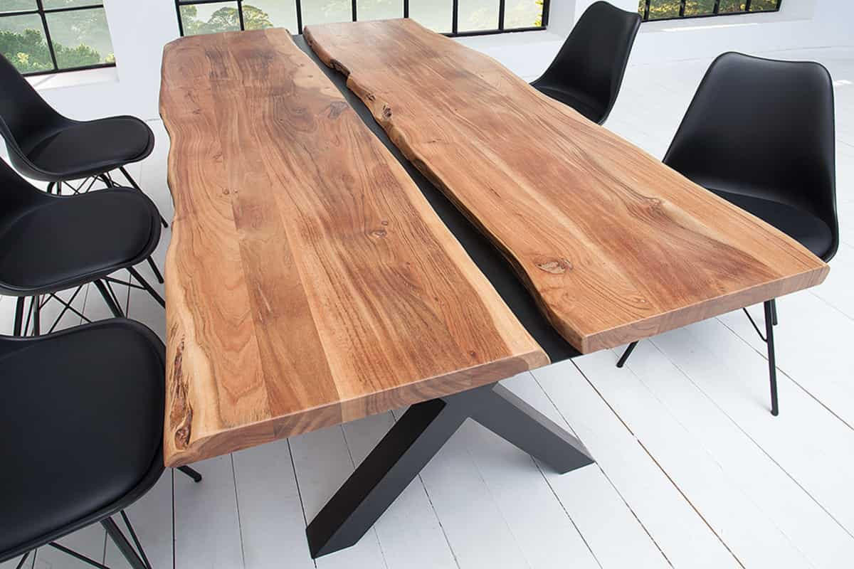 ESSTISCH AMAZONAS Akazie Natur 200cm - Schwarz/Braun, Holz/Metall (98/200/75cm) - riess-ambiente