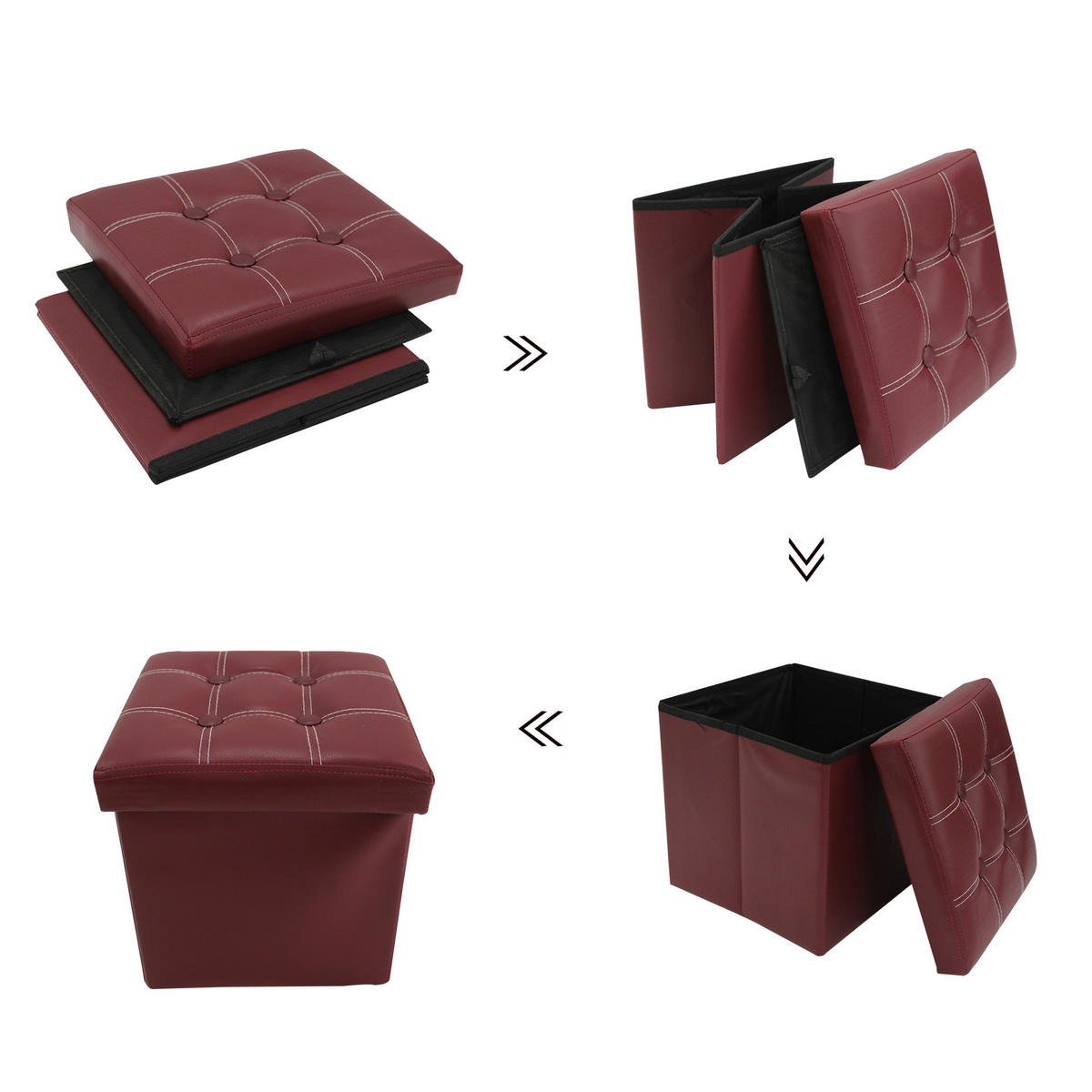 FUSSHOCKER Bordeaux 30/30/30 cm - Bordeaux, Textil (30/30/30cm) - Mobili Rebecca