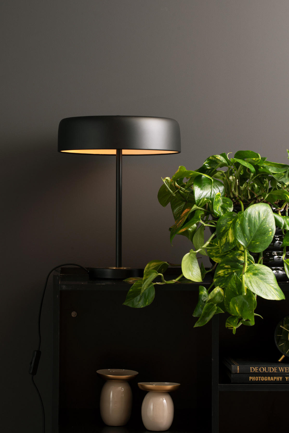 TISCHLAMPE Gold Disc 30/30/40 cm - Schwarz, Metall (30/30/40cm) - Leitmotiv