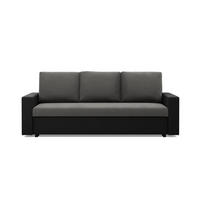 SOFA 3-SITZER MIT SCHLAFFUNKTION LUNA, Dunkelgrau + Schwarz - Dunkelgrau/Schwarz, Textil (220/92/92cm)
