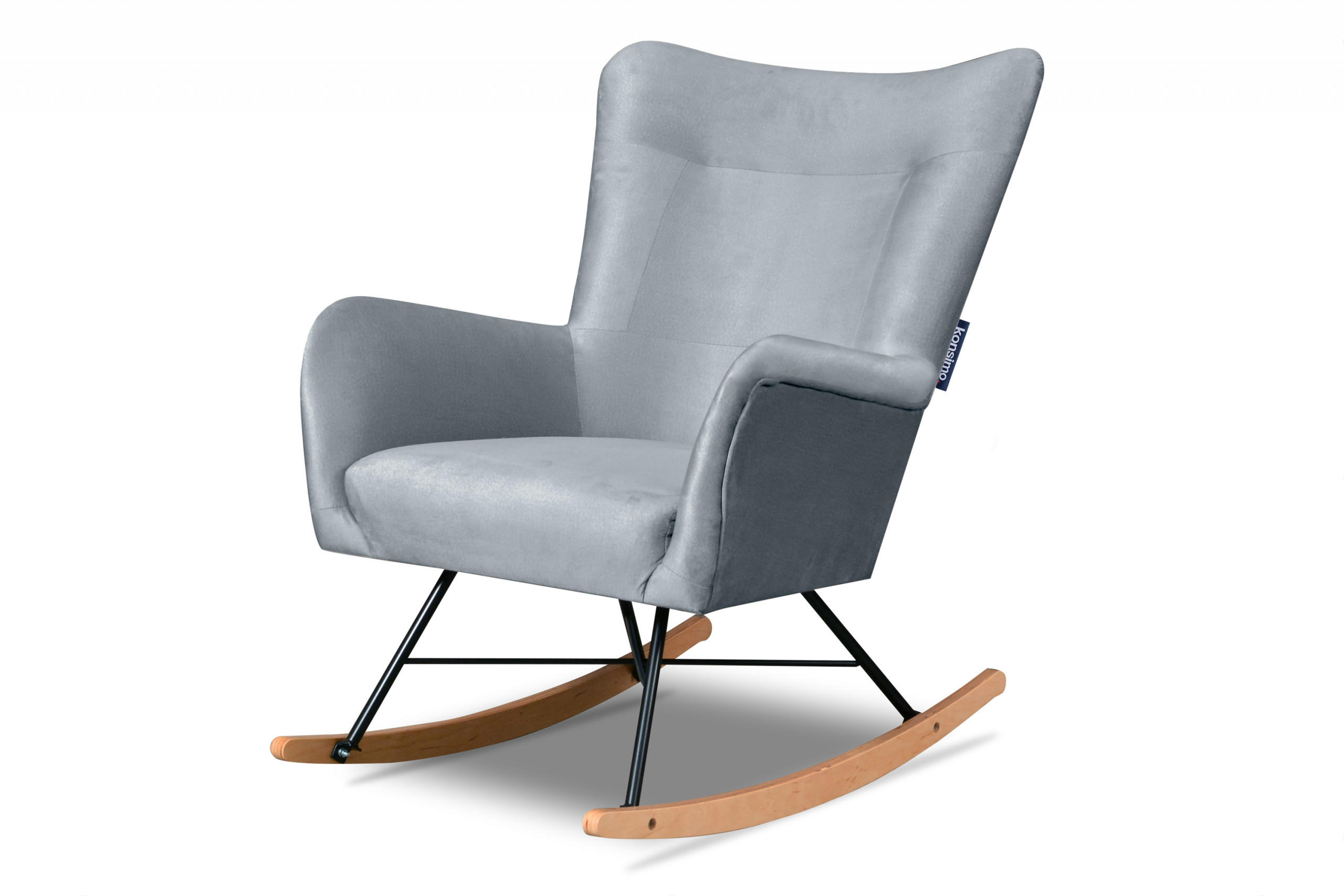 SCHAUKELSESSEL ADDUCTI pflegeleichter Veloursstoff, Marineblau - Blau/Eichefarben, Holz/Textil (75/94/112cm) - KONSIMO®