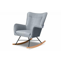 SCHAUKELSESSEL ADDUCTI pflegeleichter Veloursstoff, Marineblau - Blau/Eichefarben, Holz/Textil (75/94/112cm) - KONSIMO®