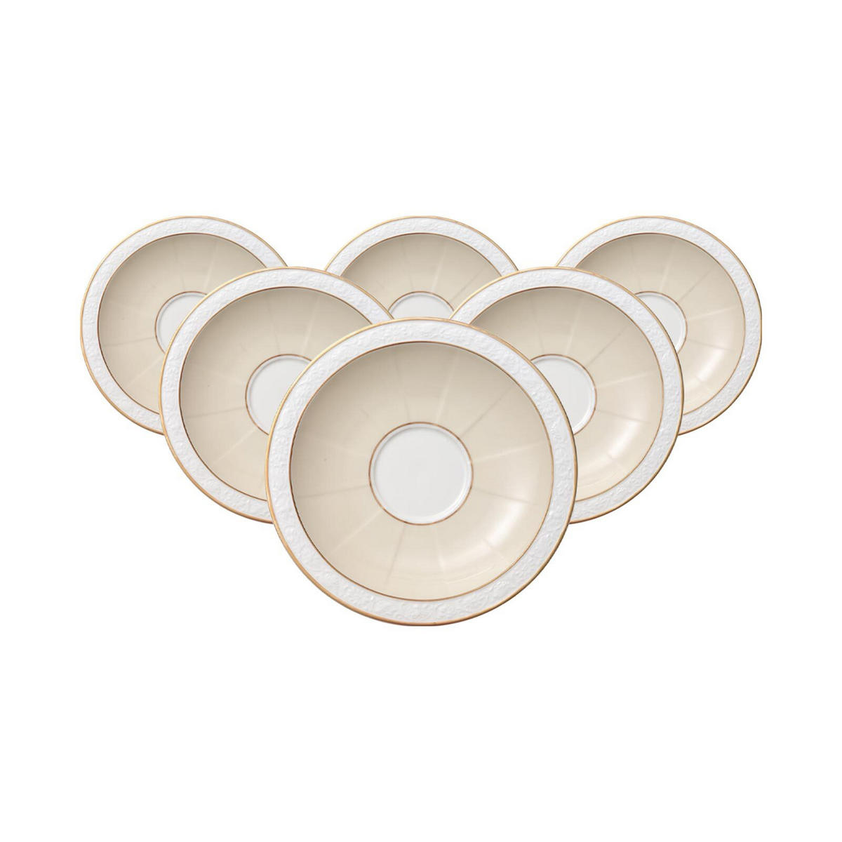 FRÜHSTÜCKSUNTERTASSEN Ivoire weiß-gold ø 18,5 cm 6er Set - Goldfarben/Weiß, Keramik (18.5cm) - Villeroy & Boch