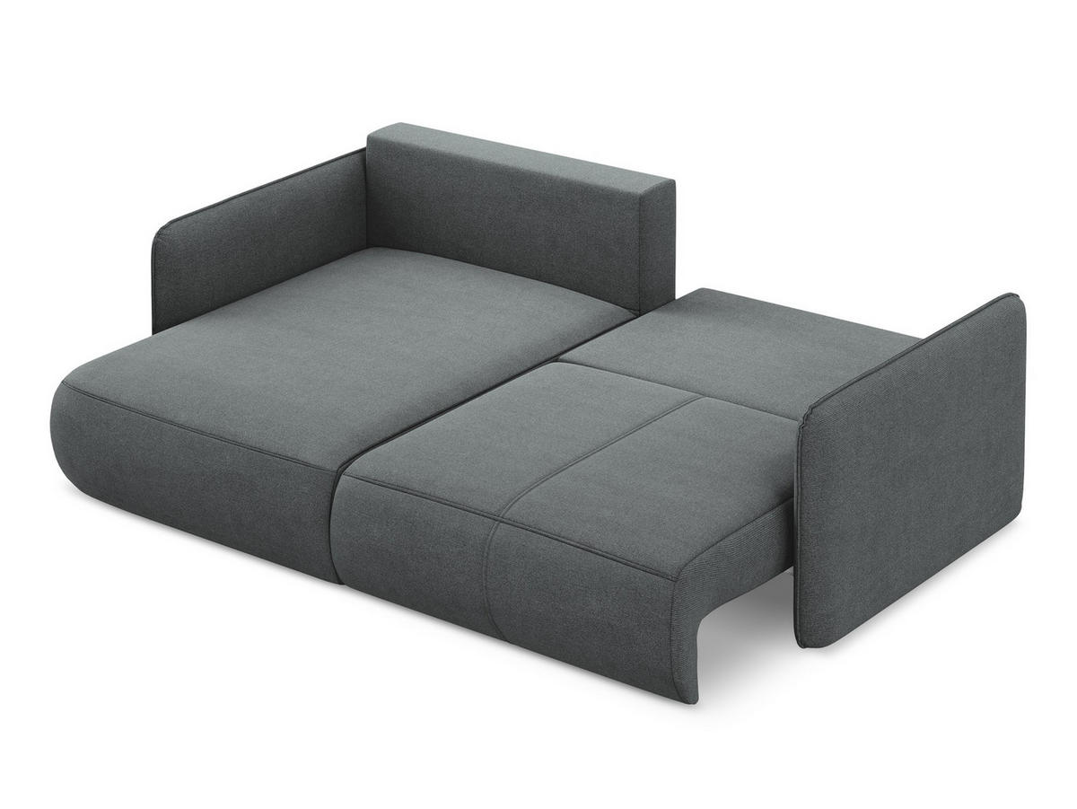 ECKSOFA mit Schlaffunktion Strukturstoff Stoff Grau - Schwarz/Grau, Kunststoff/Textil (148/207cm) - Makamii