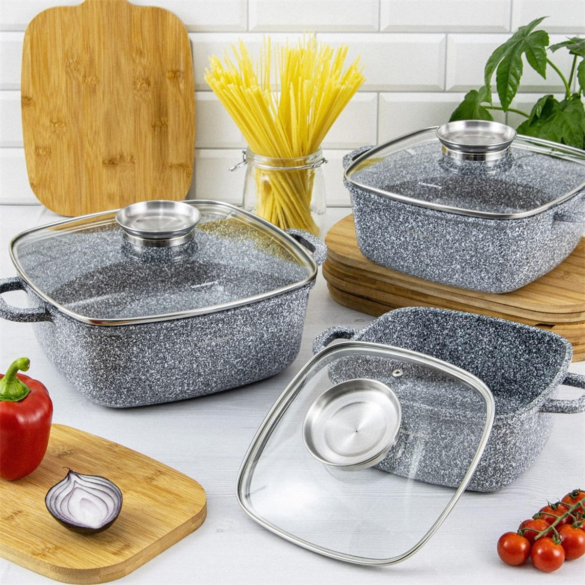 TOPF Grau 20/20/9 cm KB7528 - Grau, Metall (20cm) - Klausberg 