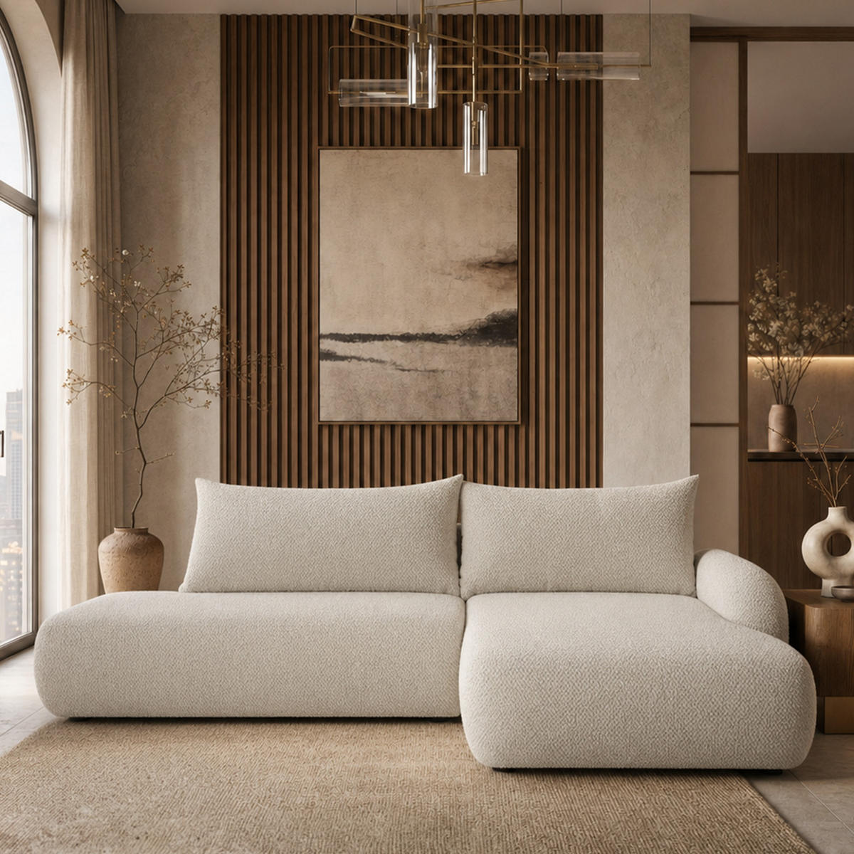 ECKSOFA Munduk I mit Schlaffunktion, Creme - Creme, Textil (302/184cm) - Fedve