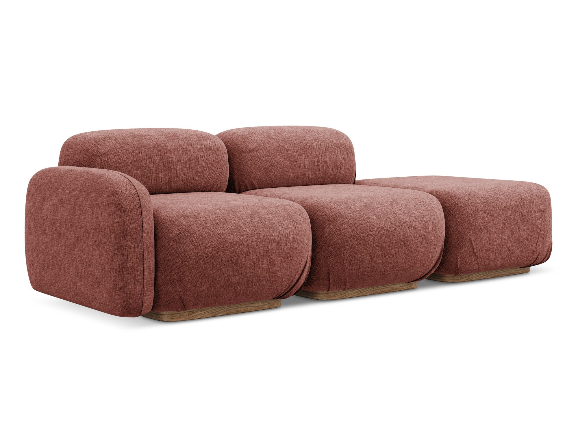 3-SITZER SOFA Rechts Chenille Stoff Pink - Pink/Hellrosa, Holz/Textil (258/73/95cm) - Makamii