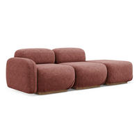 3-SITZER SOFA Rechts Chenille Stoff Pink - Pink/Hellrosa, Holz/Textil (258/73/95cm) - Makamii