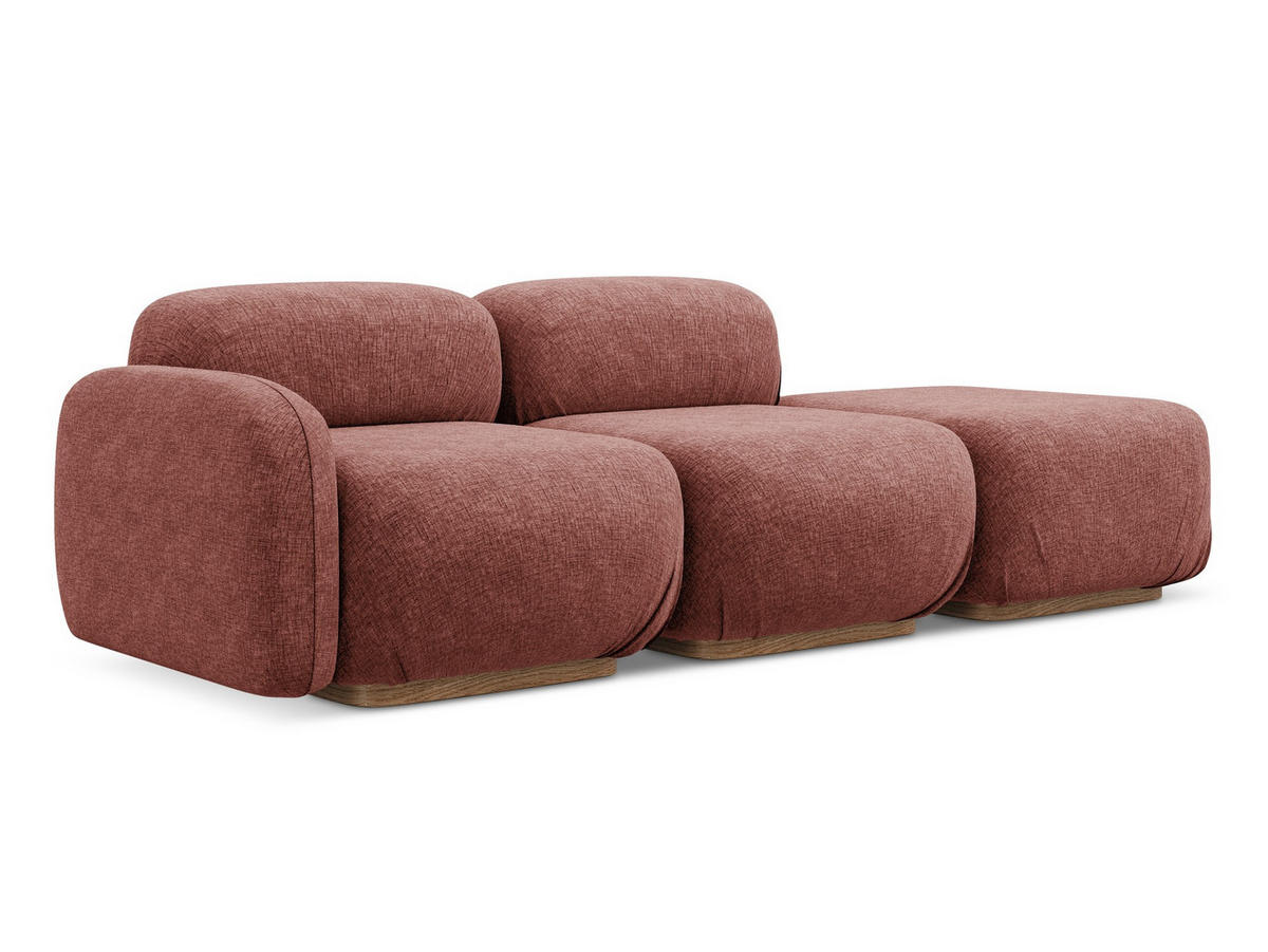 3-SITZER SOFA Rechts Chenille Stoff Pink - Pink/Hellrosa, Holz/Textil (258/73/95cm) - Makamii