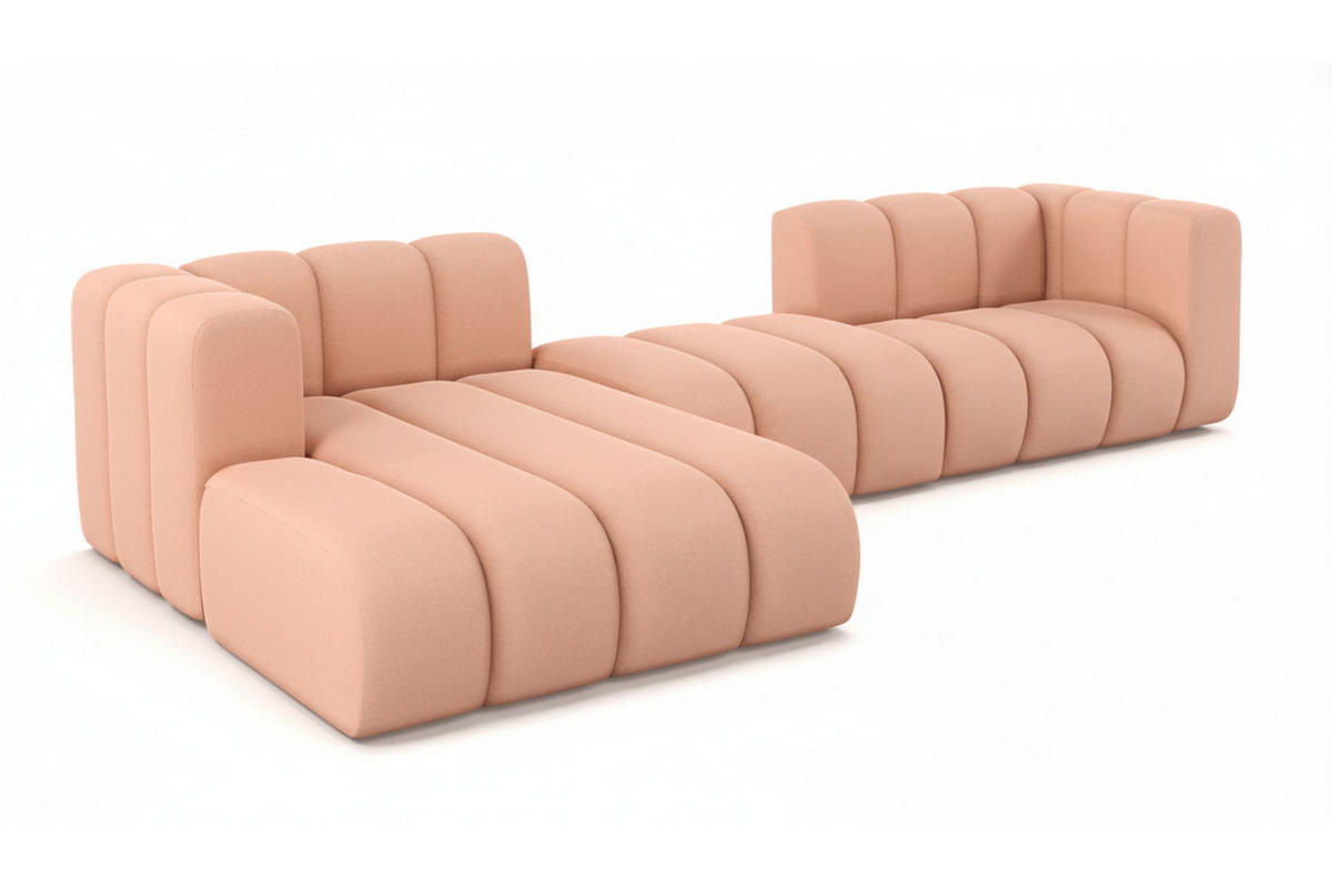 ECKSOFA L-Form Grand L 319 cm, Veloursstoff Salvador, Rosa, Links - Rosa, Holz (319/179cm) - Kaiser Möbel