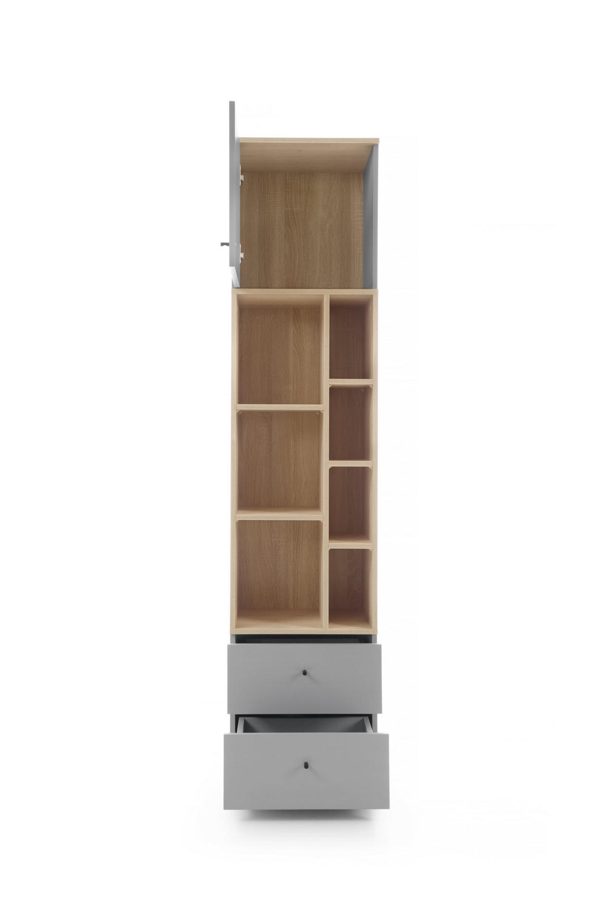 STANDREGAL Nova in Grau und Eiche ca. 45 × 195 × 40 cm - Grau, Holzwerkstoff (45/195/40cm)