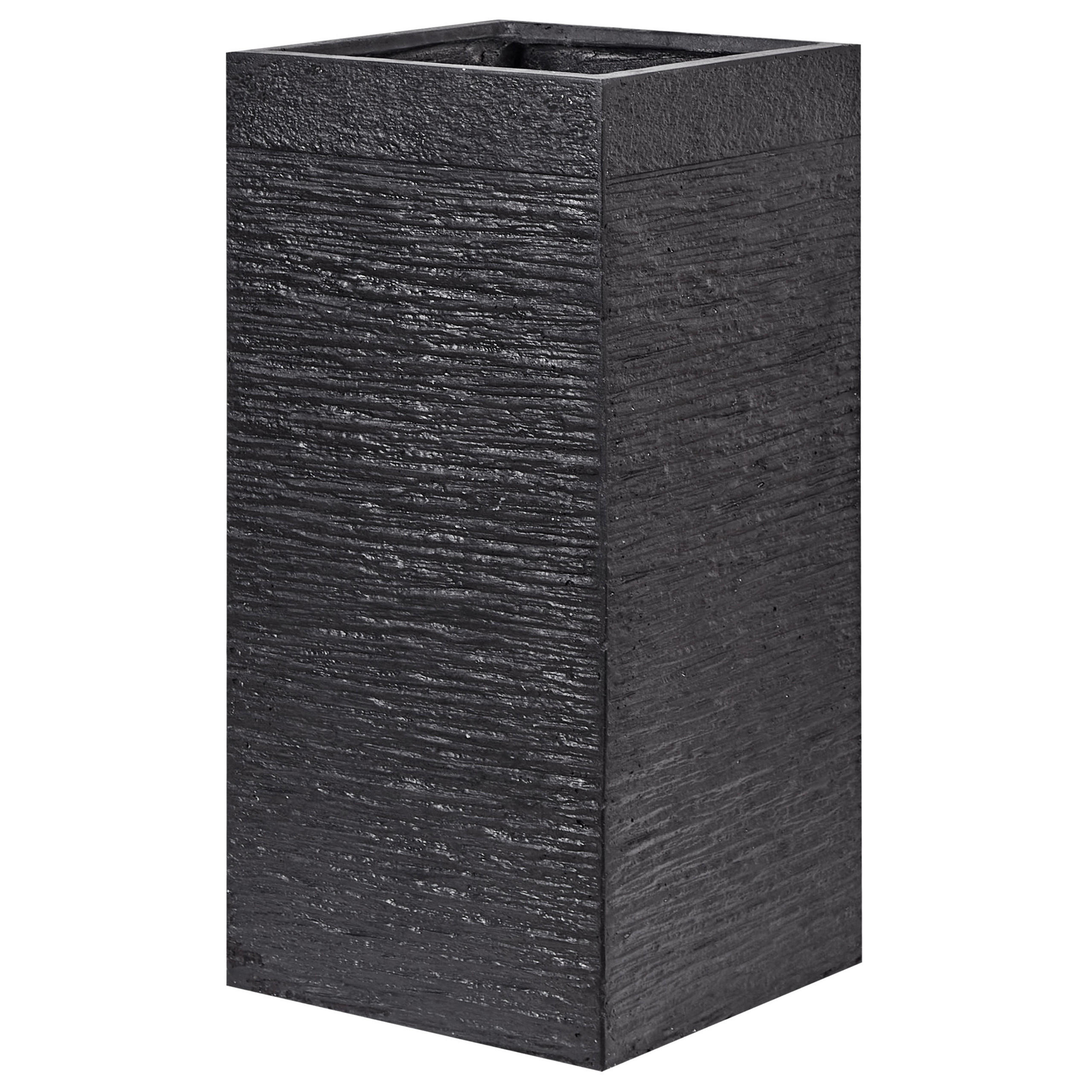 BLUMENTOPF schwarz quadratisch 33/33/70 cm Dion - Schwarz, Naturmaterialien (70cm) - Beliani