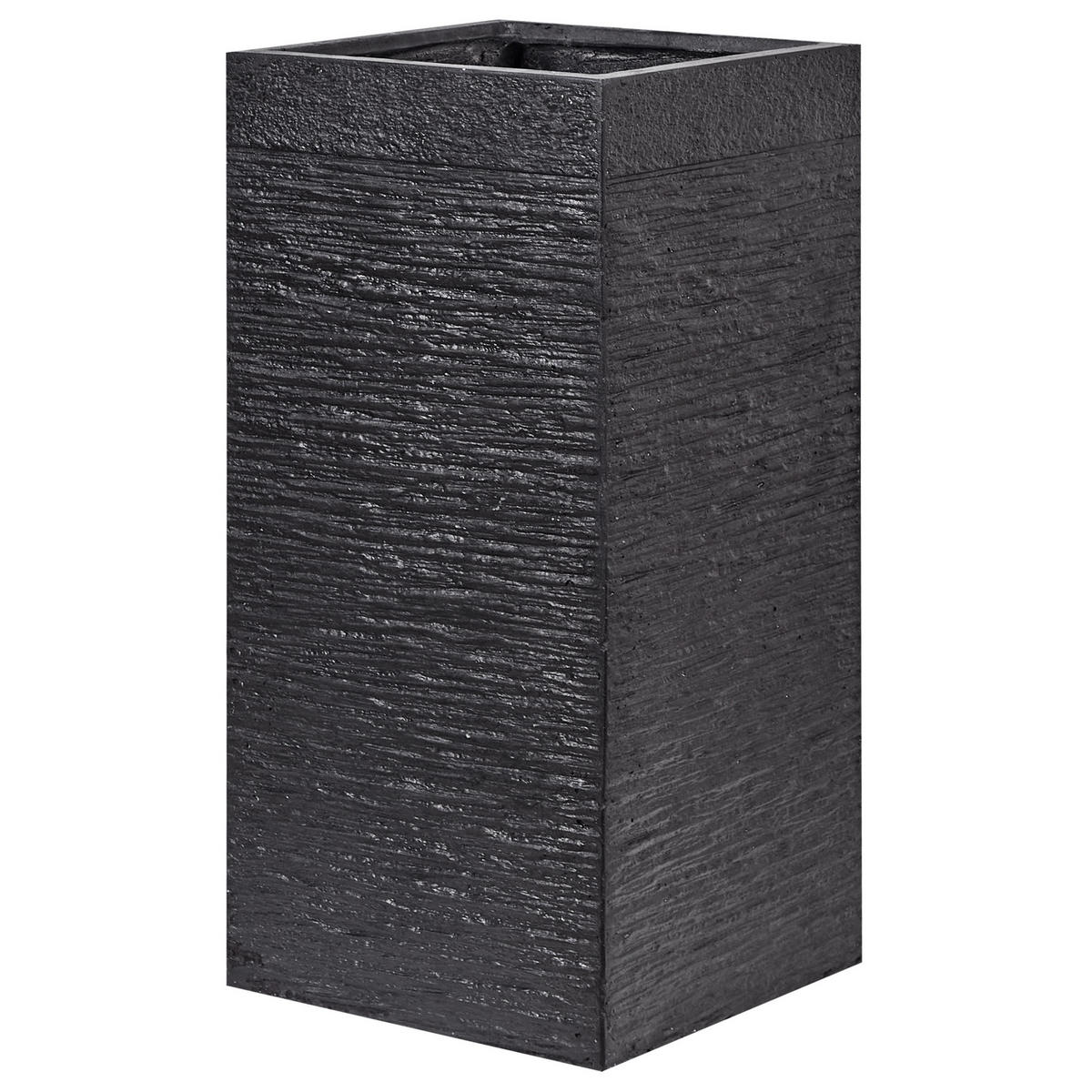 BLUMENTOPF schwarz quadratisch 33/33/70 cm Dion - Schwarz, Naturmaterialien (70cm) - Beliani