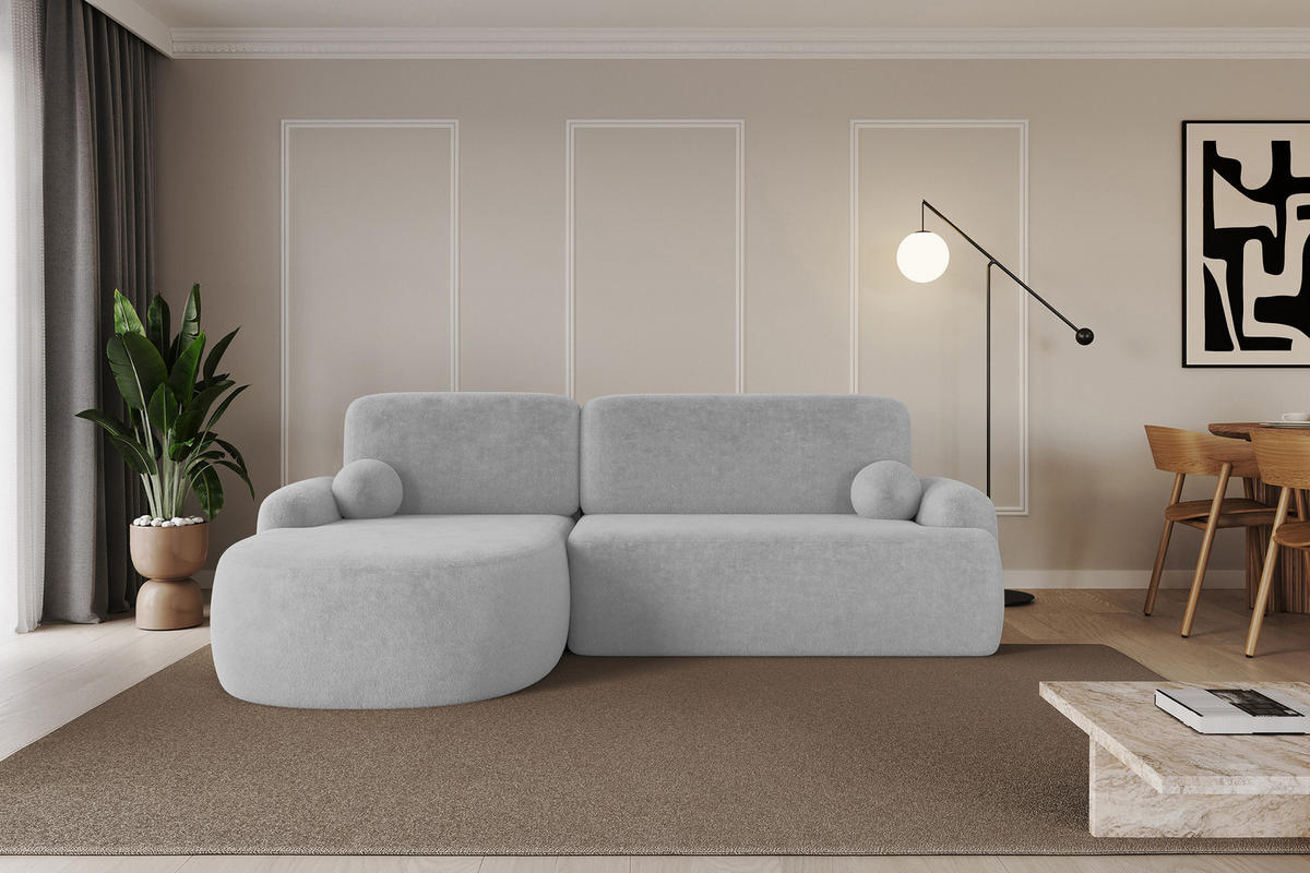 ECKSOFA mit Schlaffunktion und Bettkasten LIRA-L - 264x172x89 Grau - Grau, Holzwerkstoff/Textil (264/172cm) - ALTDECOR
