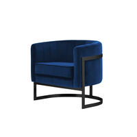 DESIGNSESSEL Glam Elegance – Individuell gefertigter Design-Sessel mit Edelstahlrahmen - Schwarz/Dunkelblau, Textil/Metall (75/71/68cm) - Fortisline