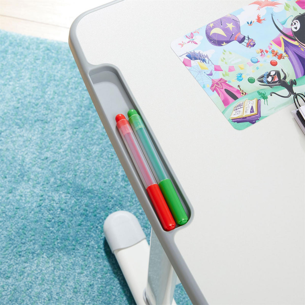 KINDERSCHREIBTISCH VITA - Weiß/Grau, Holzwerkstoff/Metall (67/54/48cm) - CARO-Möbel