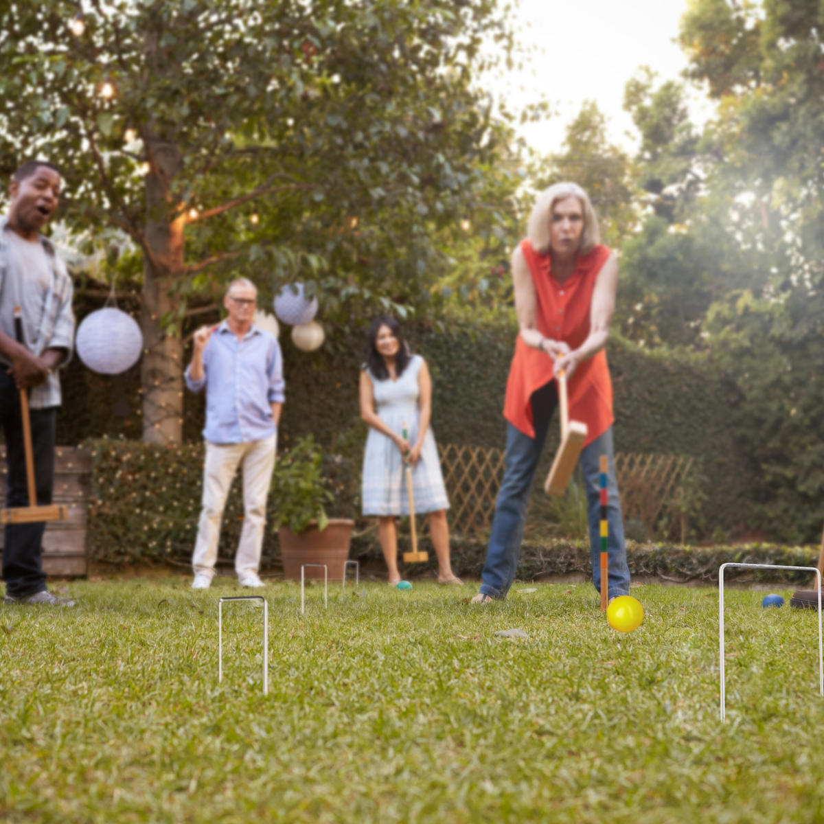 KROCKETSPIEL - Hellbraun, Holz/Textil (78/13cm) - Relaxdays