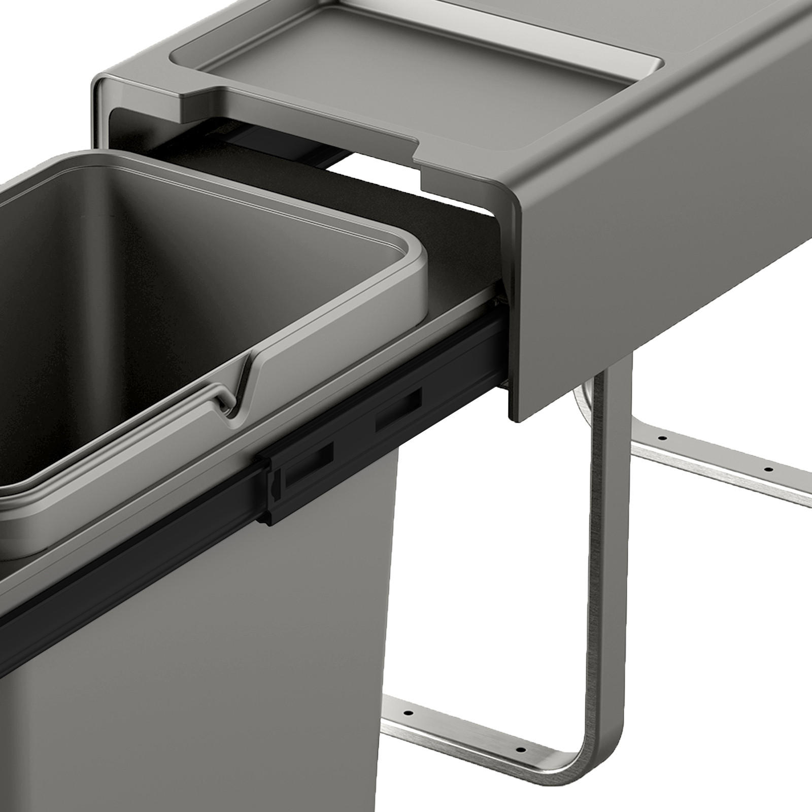 Thumbnail - Svita Einbaumülleimer, Grau, Kunststoff, Rechteckig, 25x37x48 cm, Küchen, Küchenausstattung, Mülleimer