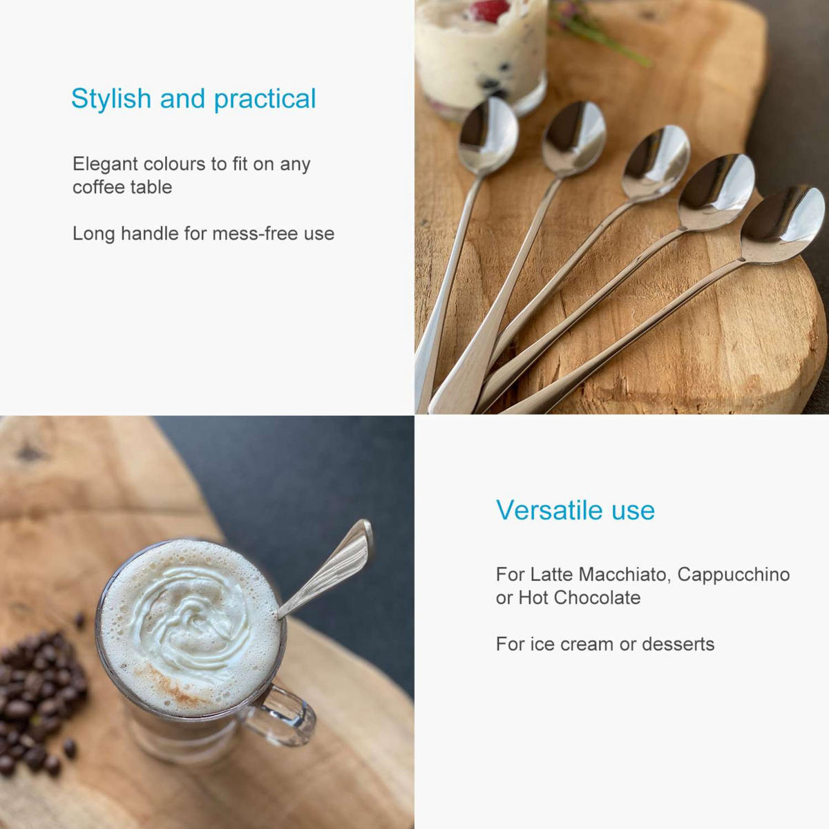 LÖFFEL 19 cm (6er-Set) - Silberfarben, Metall - Intirilife