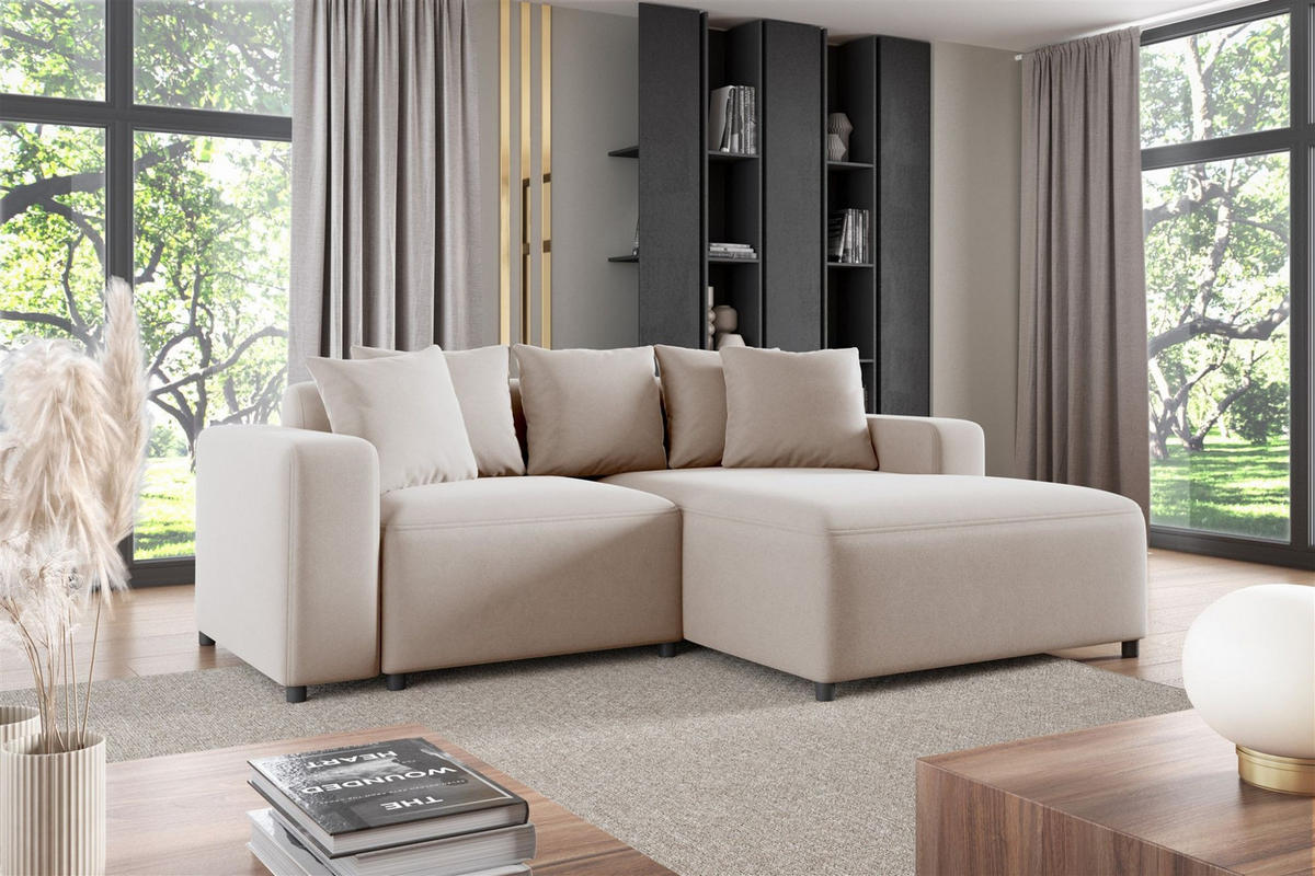 ECKSOFA Megan Xs In Salvador - Beige, Holzwerkstoff/Textil (240/165cm) - Fun Möbel