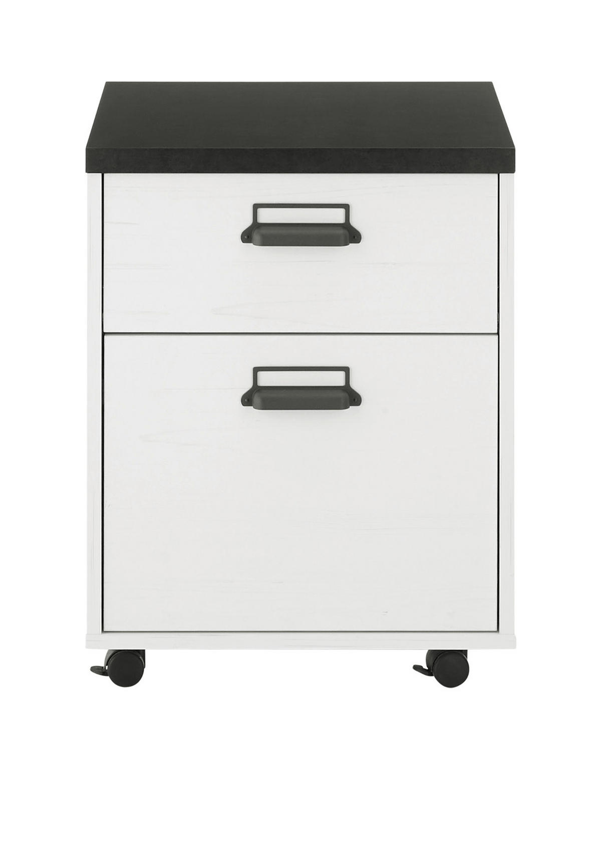 ROLLCONTAINER weiß Pinie, anthrazit Landhaus, Schreibtisch Container 47 x 60 cm - Anthrazit/Weiß, Holzwerkstoff/Kunststoff (47/60/51cm) - Furn.Design