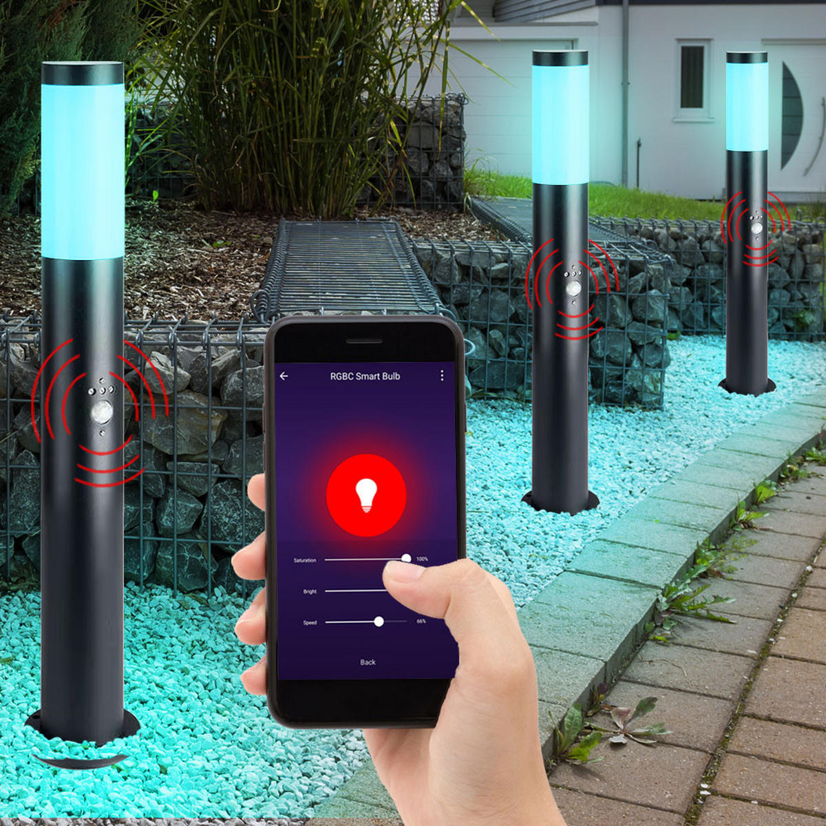 LED AUSSENLEUCHTE Edelstahl Anthrazit - Anthrazit, Metall (7.6/11/80cm) - Globo Lighting