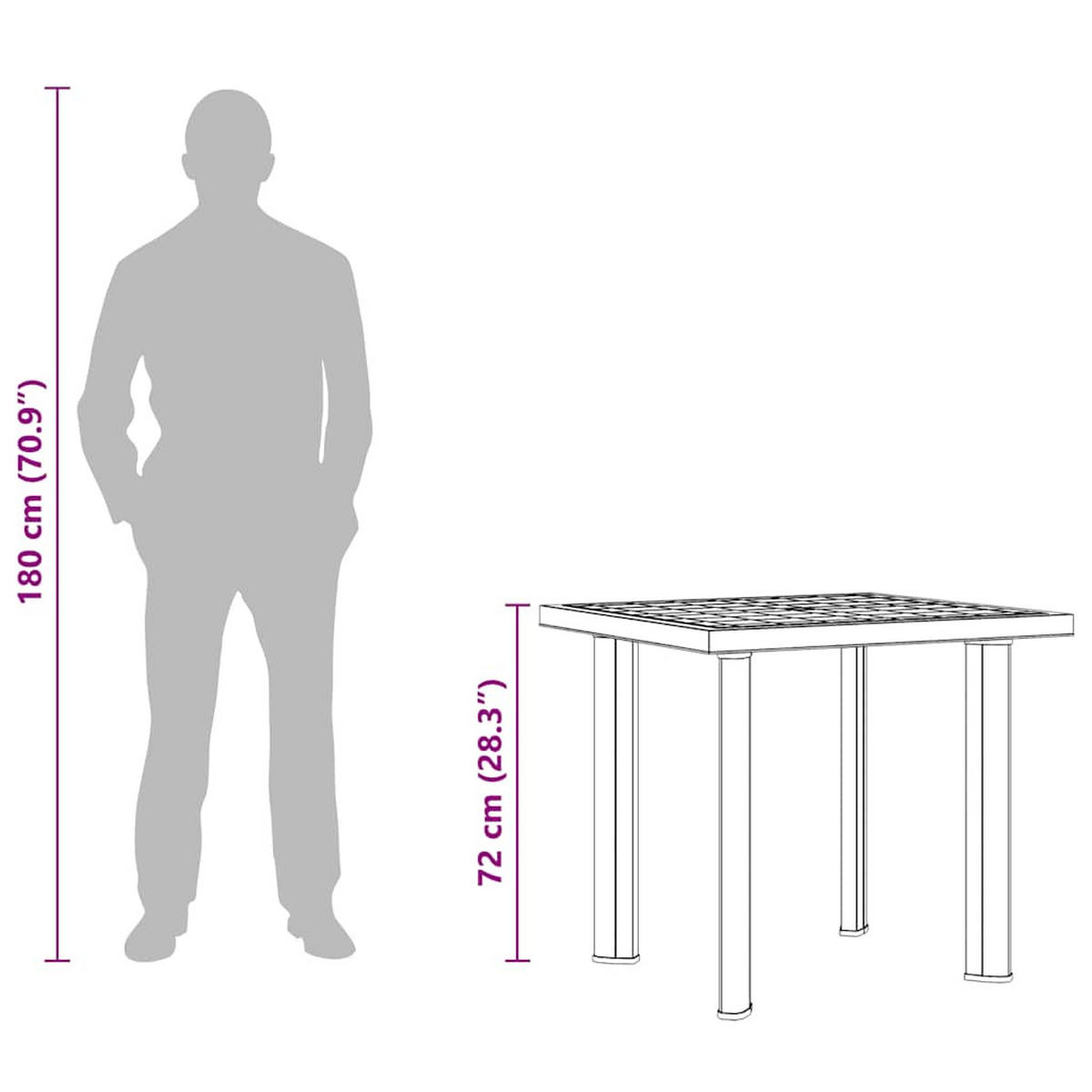 GARTENTISCH Anthrazit 80/75/72 Cm Kunststoff - Anthrazit, Kunststoff (80/75/72cm) - vidaXL