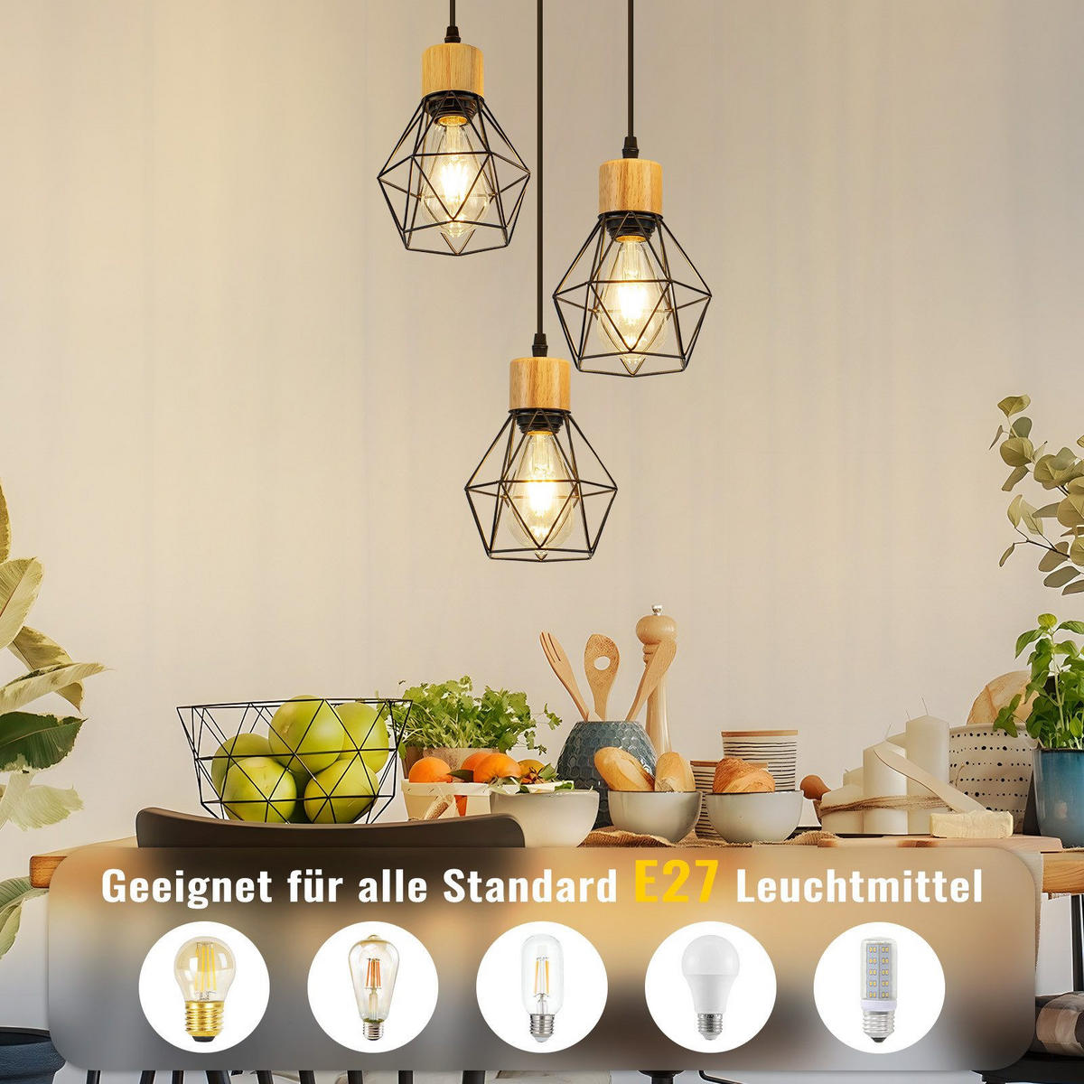 PENDELLEUCHTE BENJAMIN Ⅲ 24/15/146 cm - Schwarz, Metall (24/15/146cm) - Nettlife