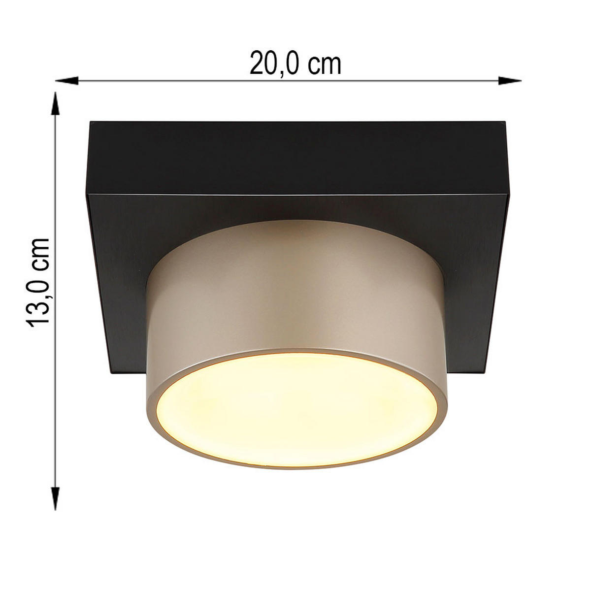 DECKENLEUCHTE RAYMOND METALL SCHWARZ MATT CHAMPAGNER LED - Schwarz, Metall (20/20/13cm) - Globo Lighting