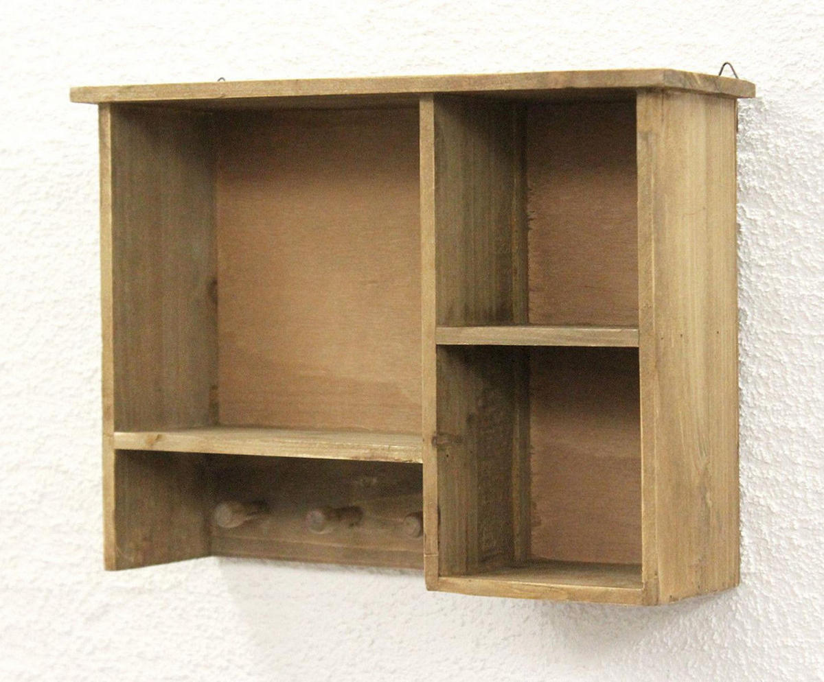 WANDREGAL mit 3 Haken Holz Braun 34/10/24 cm - Braun, Holz (34/24/10cm) - DanDiBo