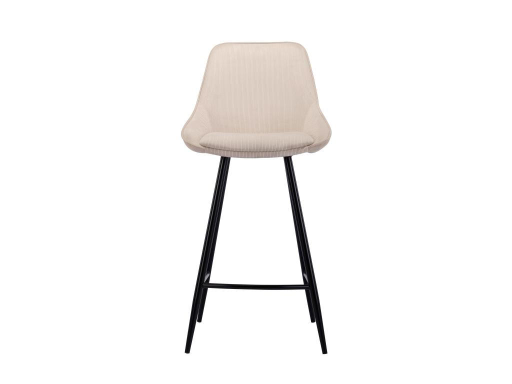 BARHOCKER 2er-Set - Cord & schwarzes Metall - Cremefarben - MASURIE - Creme, Textil (51/99/48cm) - Vente-Unique