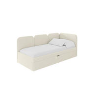EINZELLBETT Jugendbett mit Bettkasten, Links - ALVY 100x200 Beige - Champagner, Holzwerkstoff/Textil (100/200cm) - ALTDECOR