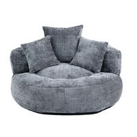 SESSEL Sitzsack Chenille grau 108/108/52 cm für Erwachsene mit Armlehnen - Grau, Textil (108/52/108cm) - OKWISH