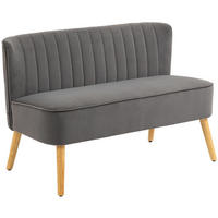 2-SITZER Sofa Zweisitzer, Loveseat mit Leinenoptik, Doppelsofa mit Holzbeine - Dunkelgrau/Graubraun, Holz/Textil (56.5/77/117cm) - HOMCOM