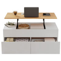 COUCHTISCH 100/50/40 cm weiß aus Spanplatte mit Höhenverstellung und Stauraum - Weiß, Holzwerkstoff (100/50/40cm) - OKMYHOME