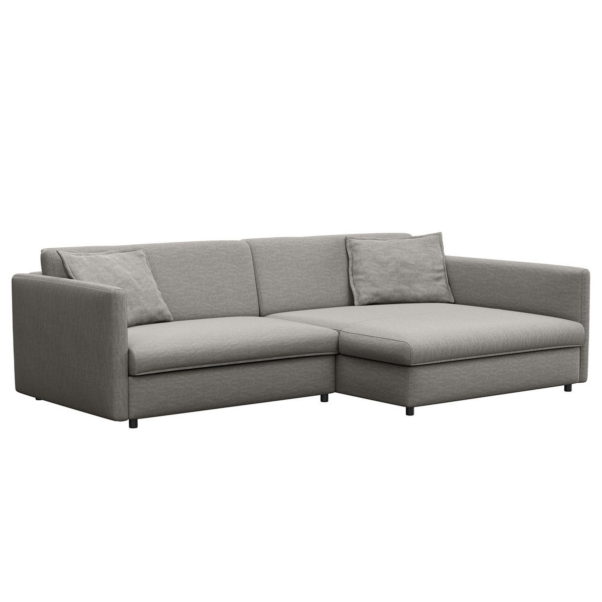 ECKSOFA mit Longchair - Schwarz/Grau, Kunststoff/Textil (290/183cm) - home24