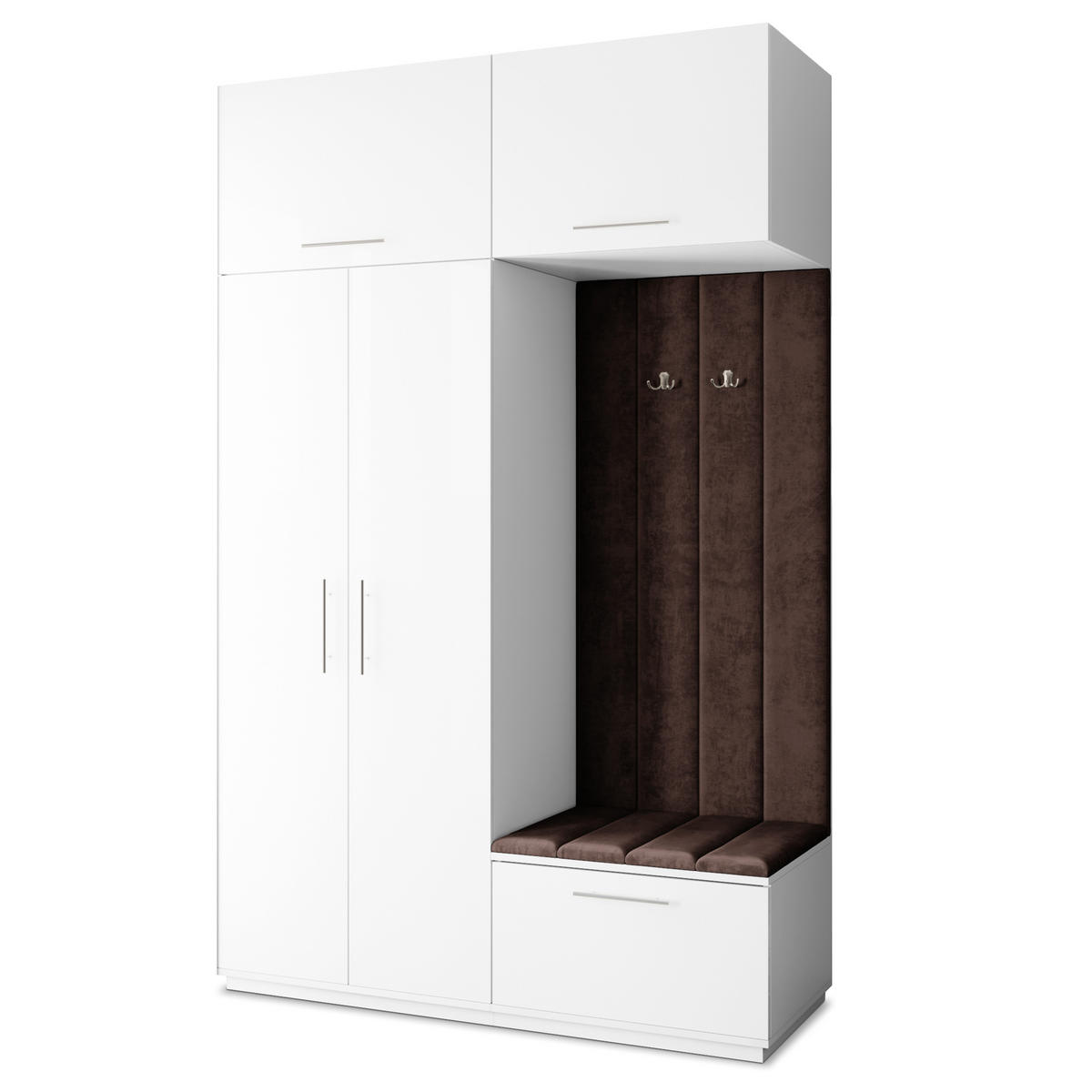 GARDEROBENSCHRANK REMA 150/240/60 cm Modern Garderobe-Set Weiß - Weiß/Braun, Holzwerkstoff (150/240/60cm) - MASSENO