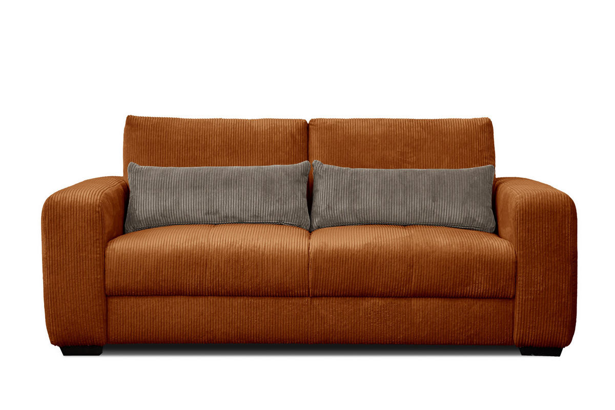 SOFA OLI 3-Sitzer, orange - Orange, Holz/Textil (208/91/108cm) - Courtois Laville