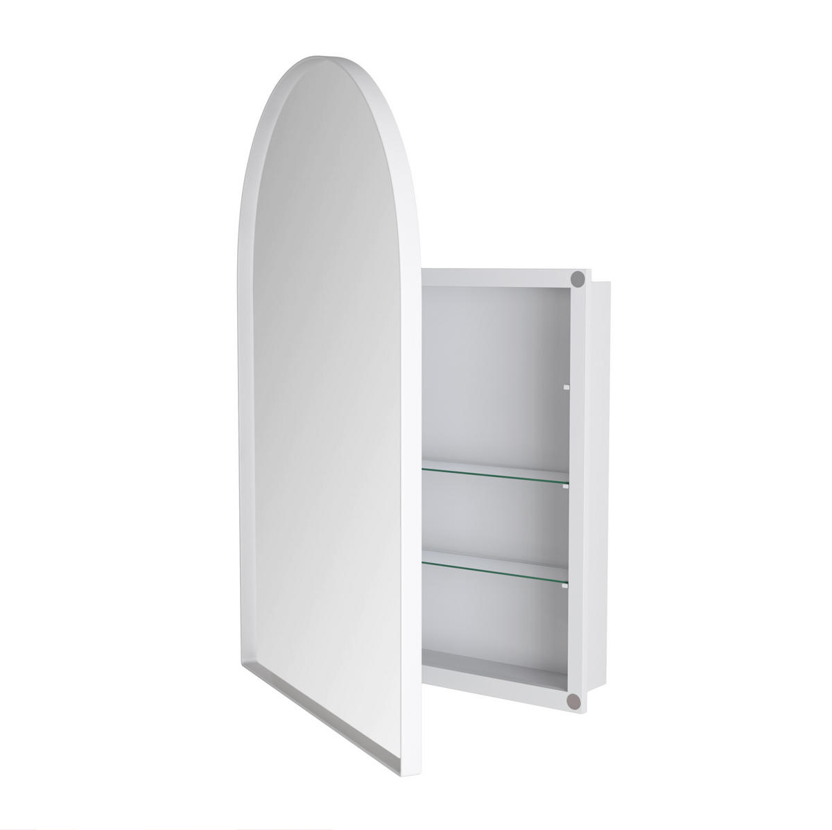 SPIEGELSCHRANK 91x61x12cm in Weiß mit Metallrahmen und gehärtetem Glas - Weiß, Glas (61/91/12cm) - Modfu