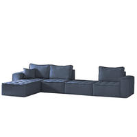 ECKSOFA Sande Xl In Raven - Blau, Holzwerkstoff/Textil (372/192cm) - Fun Möbel