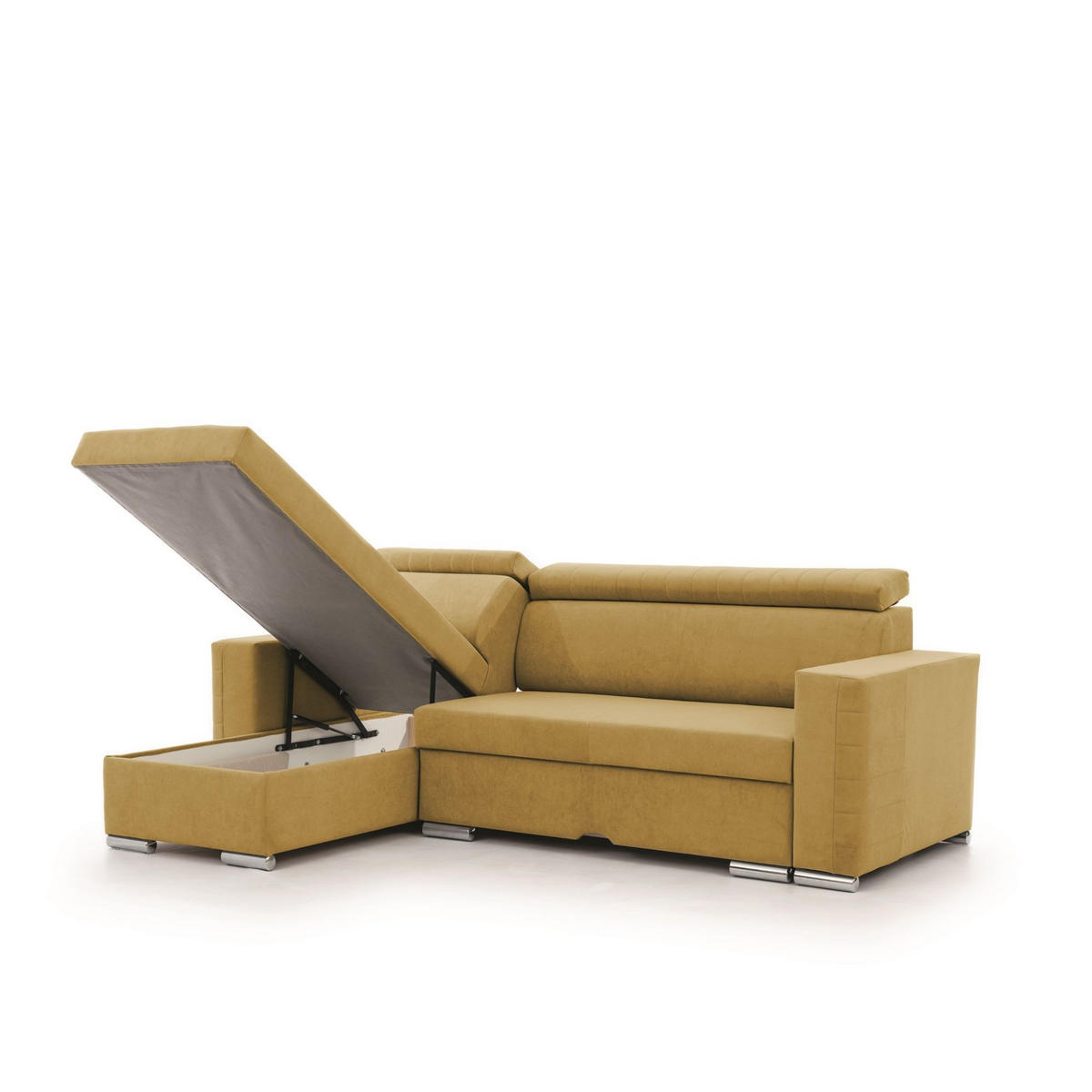 ECKSOFA Canton In Camelia - Gelb, Holzwerkstoff/Textil (260/173cm) - Fun Möbel