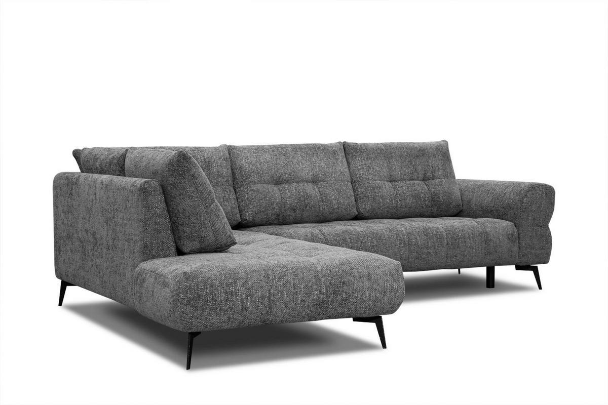 ECKSOFA SALVINI 5-Sitzer, dunkelgrau - Dunkelgrau/Schwarz, Holzwerkstoff/Textil (158/292cm) - Courtois Laville