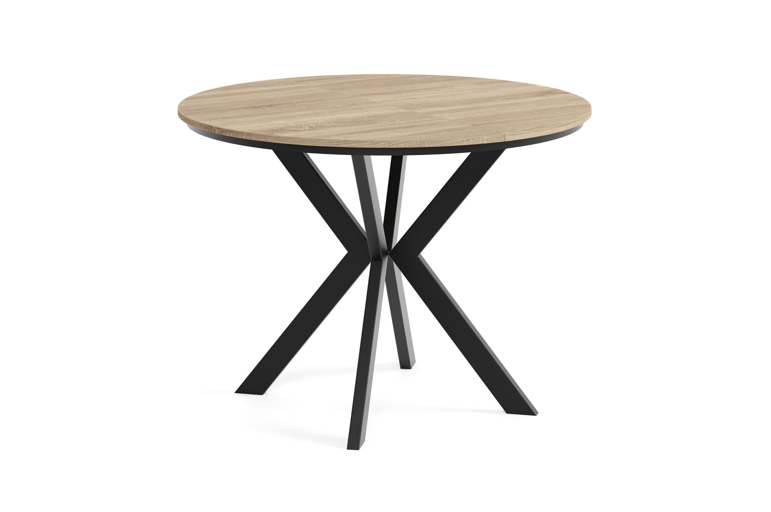 ESSTISCH EVO mit Felge - Schwarz/Sonoma Eiche, Holzwerkstoff/Metall (100/100/76cm) - Meblini