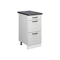 KÜCHENUNTERSCHRANK R-Line Weiß Landhaus 40 cm mit Schubladen AP Anthrazit - Weiß, Holzwerkstoff (40/81.6/60cm) - Vicco