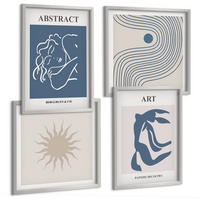 BILDER SET 4er Set - 50x50 cm & 40x60 cm Silberner Rahmen - Matisses stilvolle abstrakte Muster - Silberfarben, Kunststoff (50/50cm) - TULUP