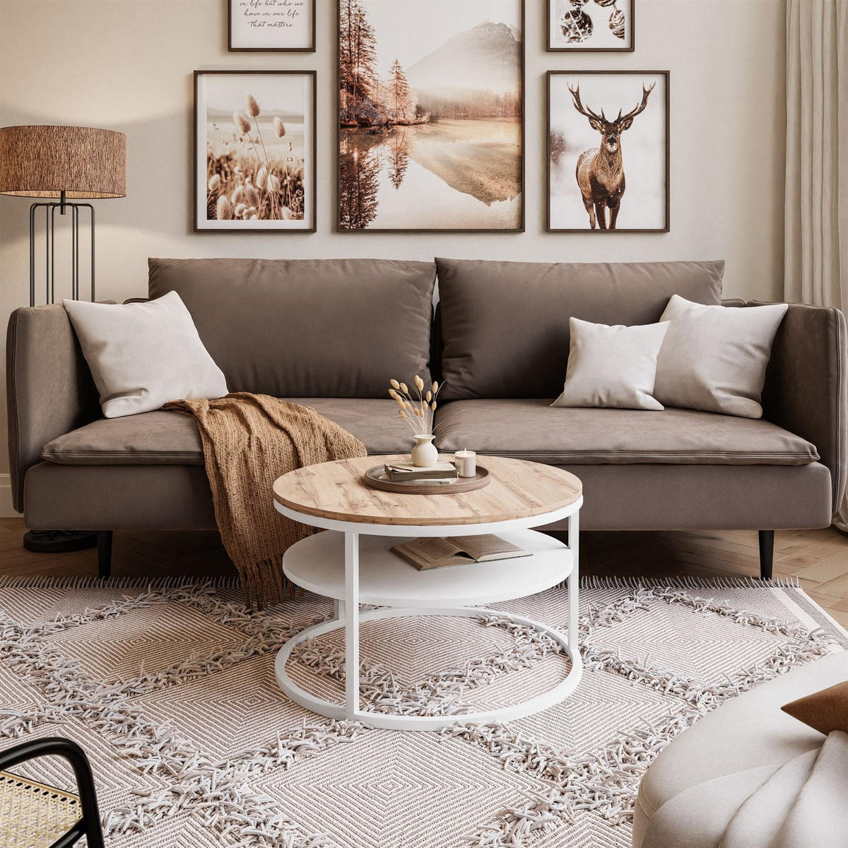 COUCHTISCH CIRI SLIM mit Regal Eichenholz Wotan - Weiß, Holzwerkstoff (60/60/42cm) - Lookway