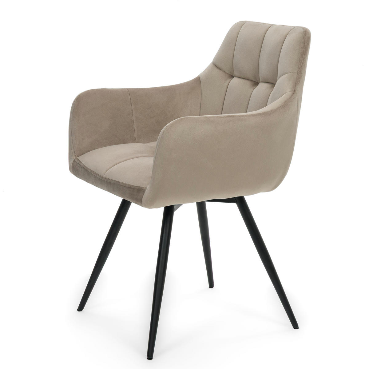 STUHL FANO drehbar gepolsterter mit Steppung - dunkelbeige - Velour - Hellbraun/Beige, Textil/Metall (58/83/59cm) - NEW HOME
